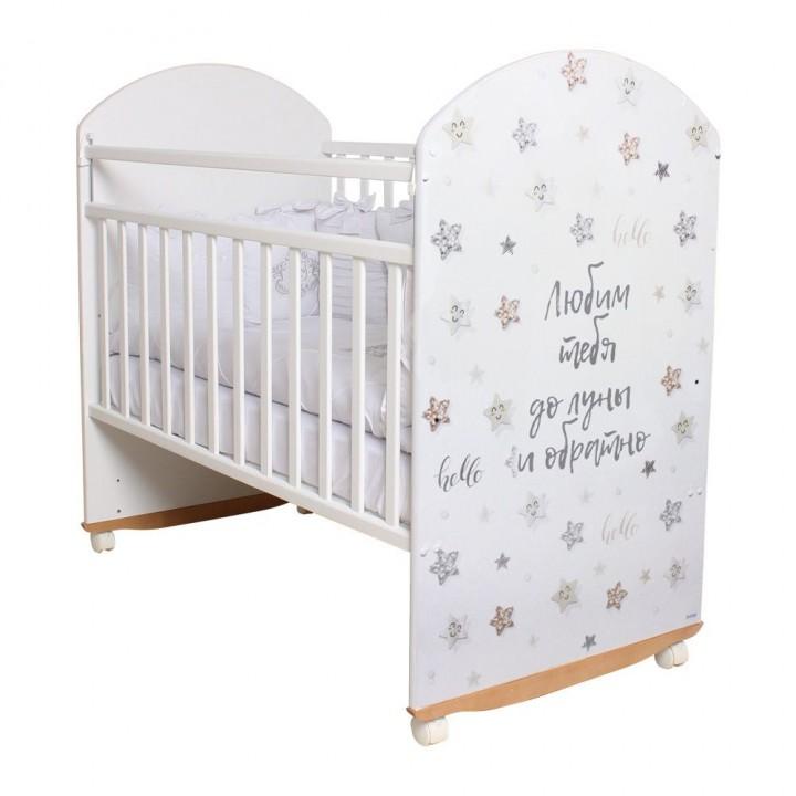 Кровать детская STAR MINT (фигур.спин., колесо-качалка) (белая)
